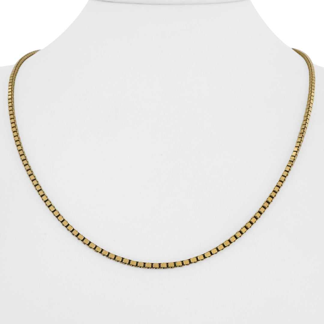 18k Yellow Gold 14.6g Vintage Solid 2mm Box Link Chain Necklace Italy 19"
