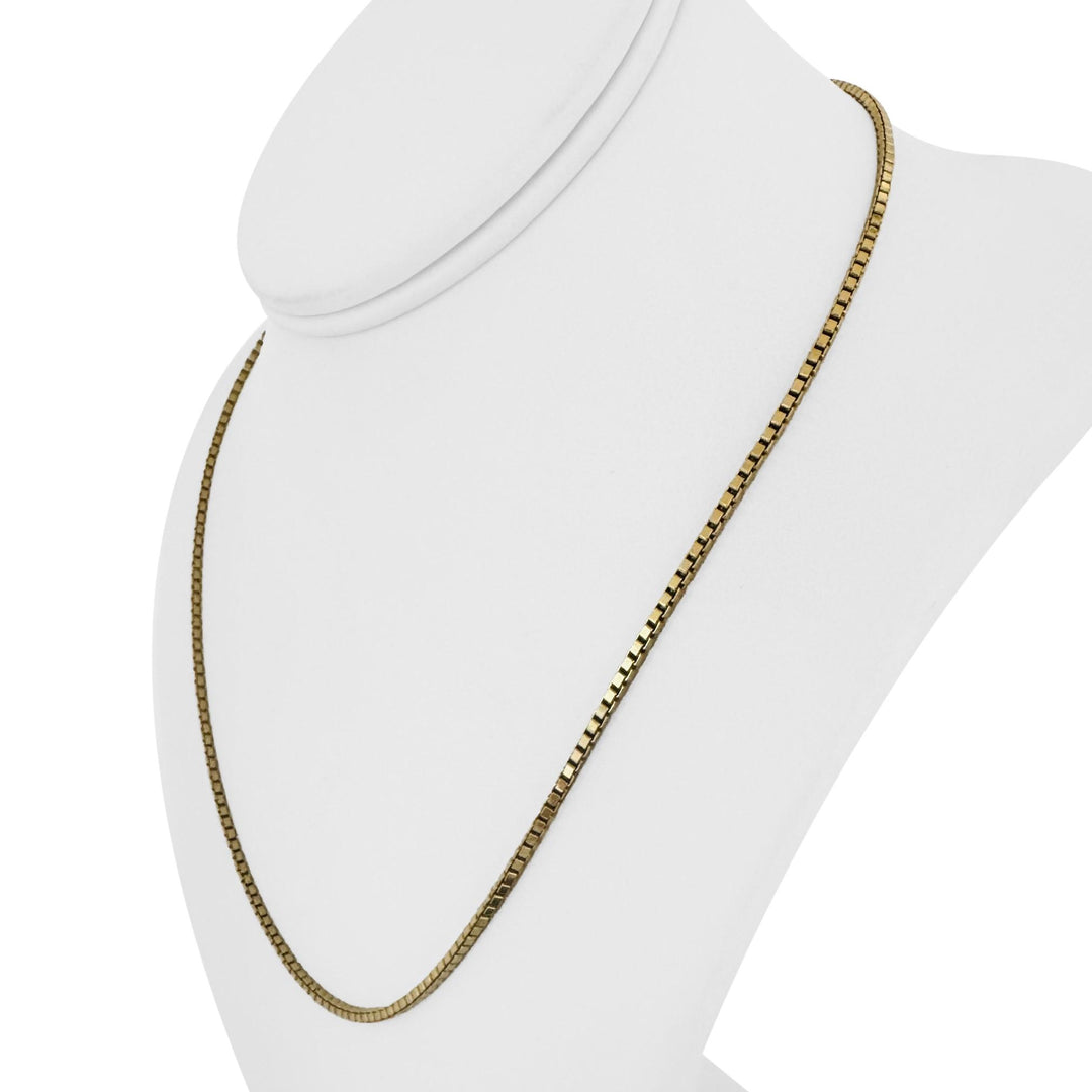 18k Yellow Gold 14.6g Vintage Solid 2mm Box Link Chain Necklace Italy 19"