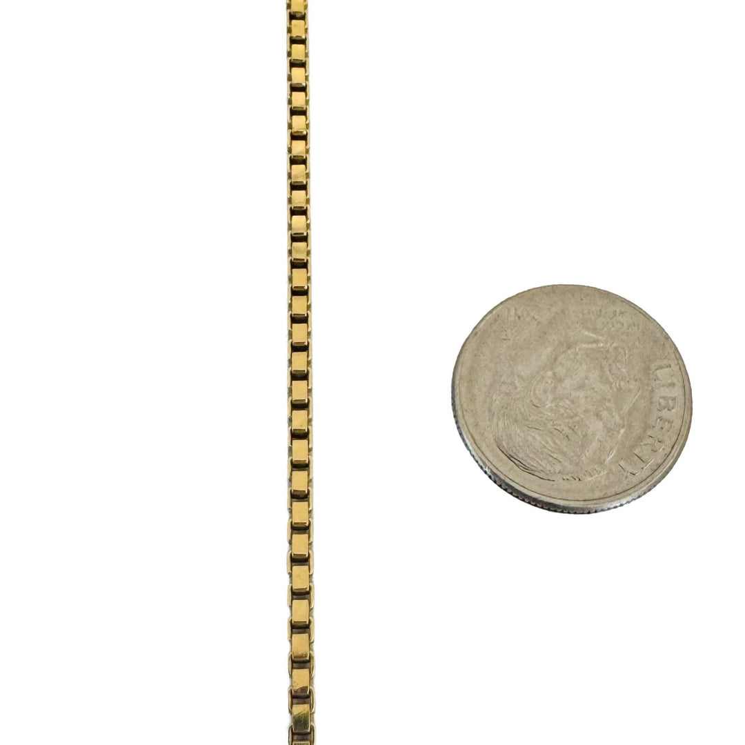 18k Yellow Gold 14.6g Vintage Solid 2mm Box Link Chain Necklace Italy 19"