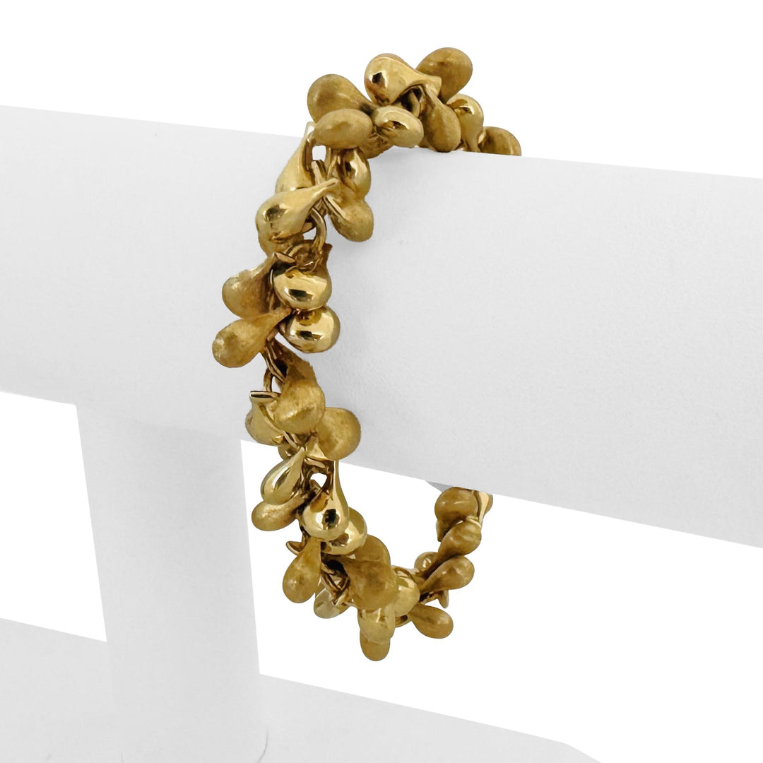 18k Yellow Gold 35.9g Vintage Thick 14mm Tear Drop Link Bracelet Italy 7.25"