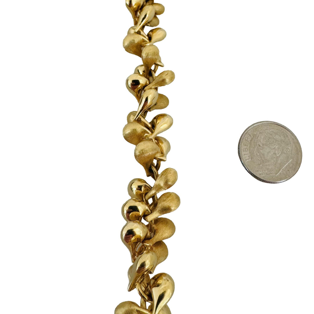 18k Yellow Gold 35.9g Vintage Thick 14mm Tear Drop Link Bracelet Italy 7.25"