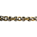 18k Yellow and White Gold 31.6g Vintage Greek Key Fancy Link Bracelet Italy 8"