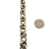 18k Yellow and White Gold 31.6g Vintage Greek Key Fancy Link Bracelet Italy 8"