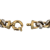 18k Yellow and White Gold 31.6g Vintage Greek Key Fancy Link Bracelet Italy 8"