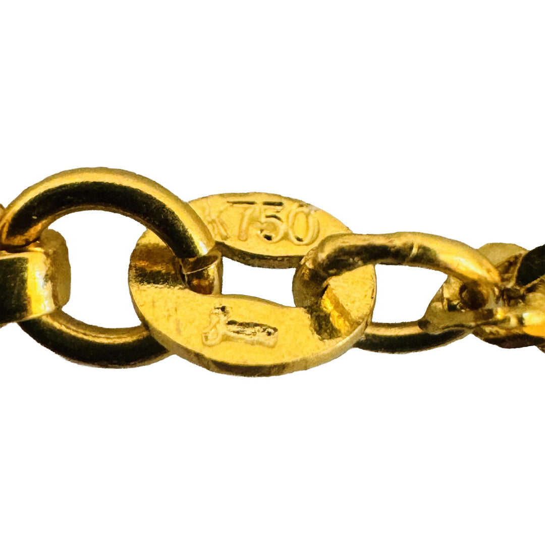 18k Yellow Gold 4.5g Dainty Ladies Fancy Link Heart Charm Bracelet 6.75