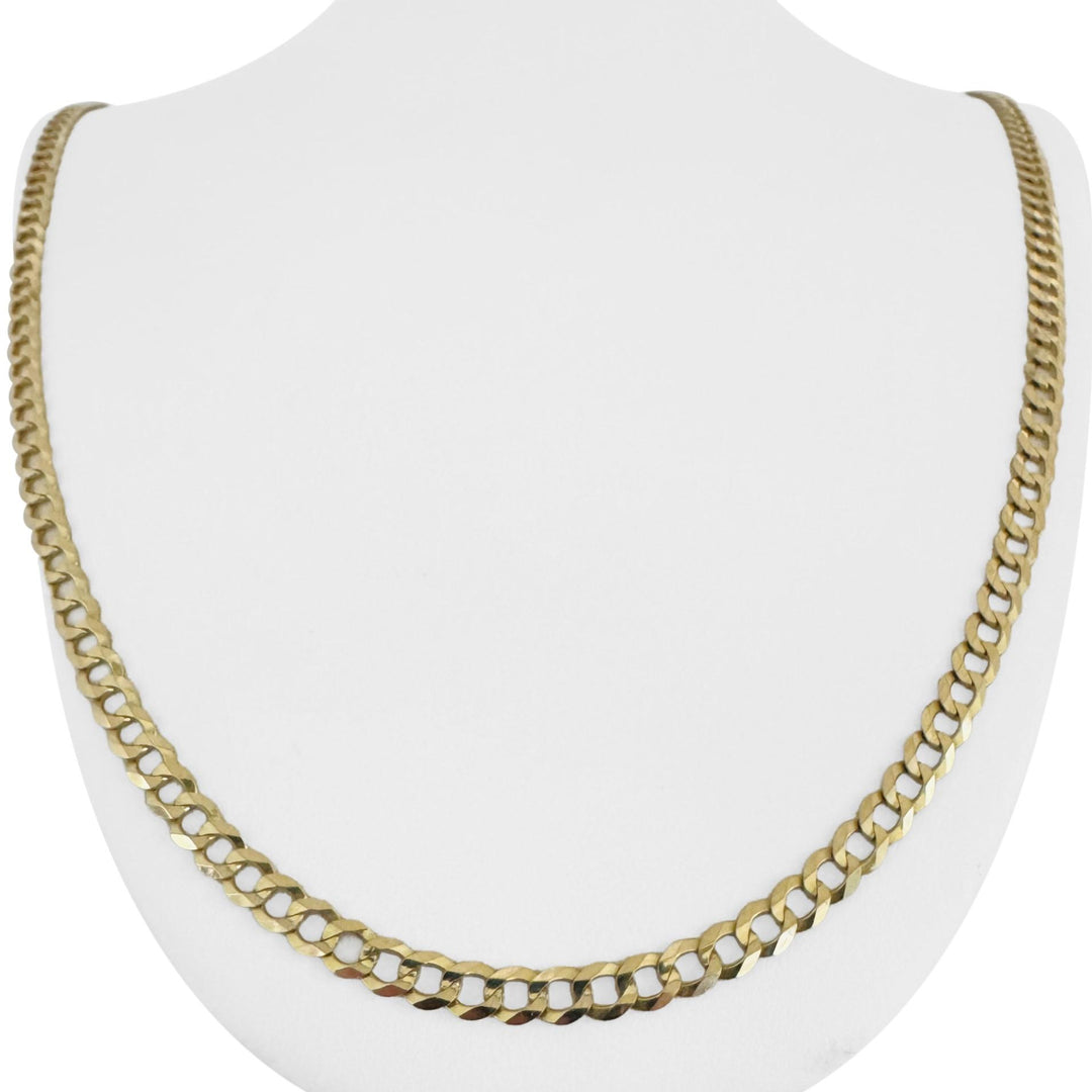 14k Yellow Gold 15.7g Solid Flat 4.5mm Curb Link Chain Necklace 26"