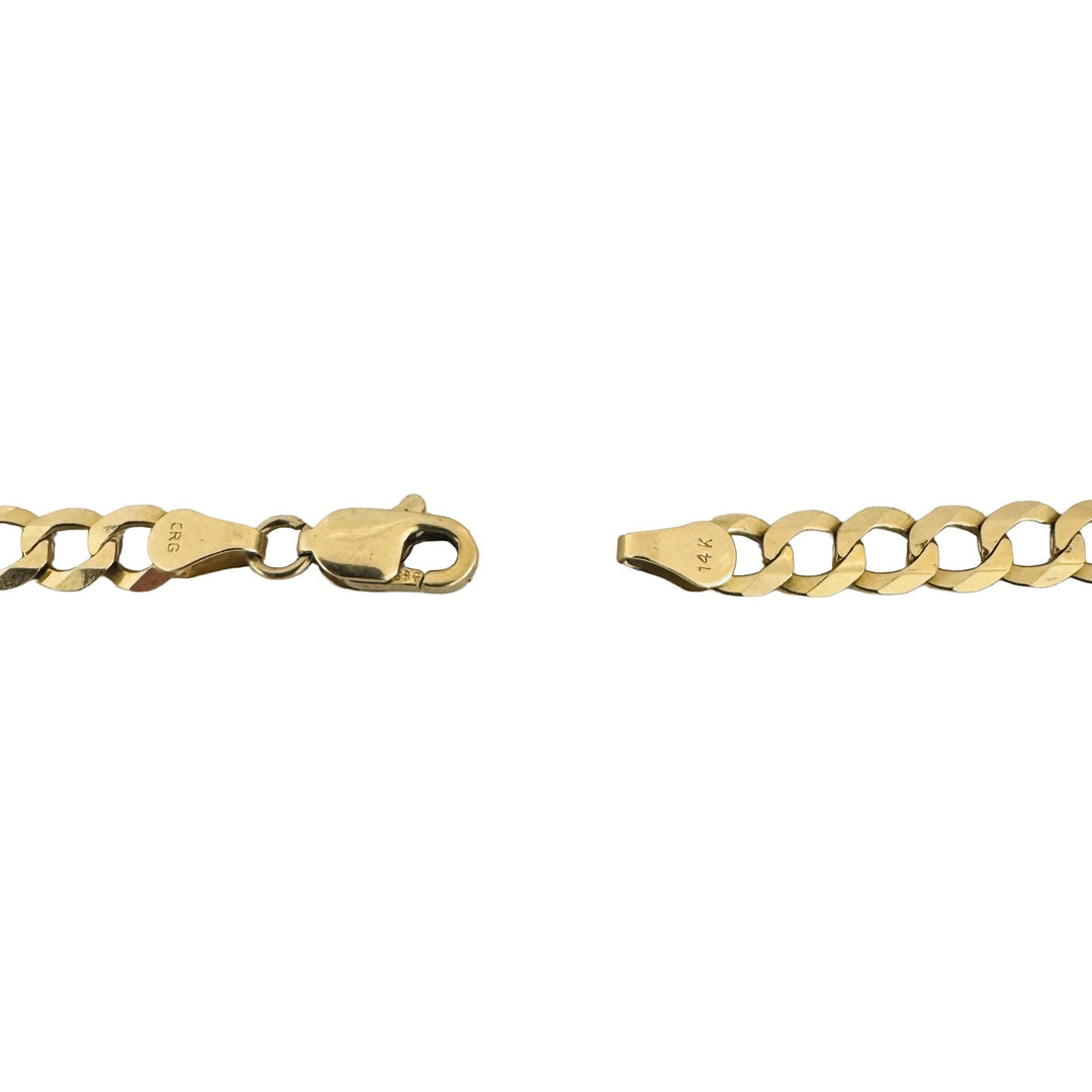 14k Yellow Gold 15.7g Solid Flat 4.5mm Curb Link Chain Necklace 26"