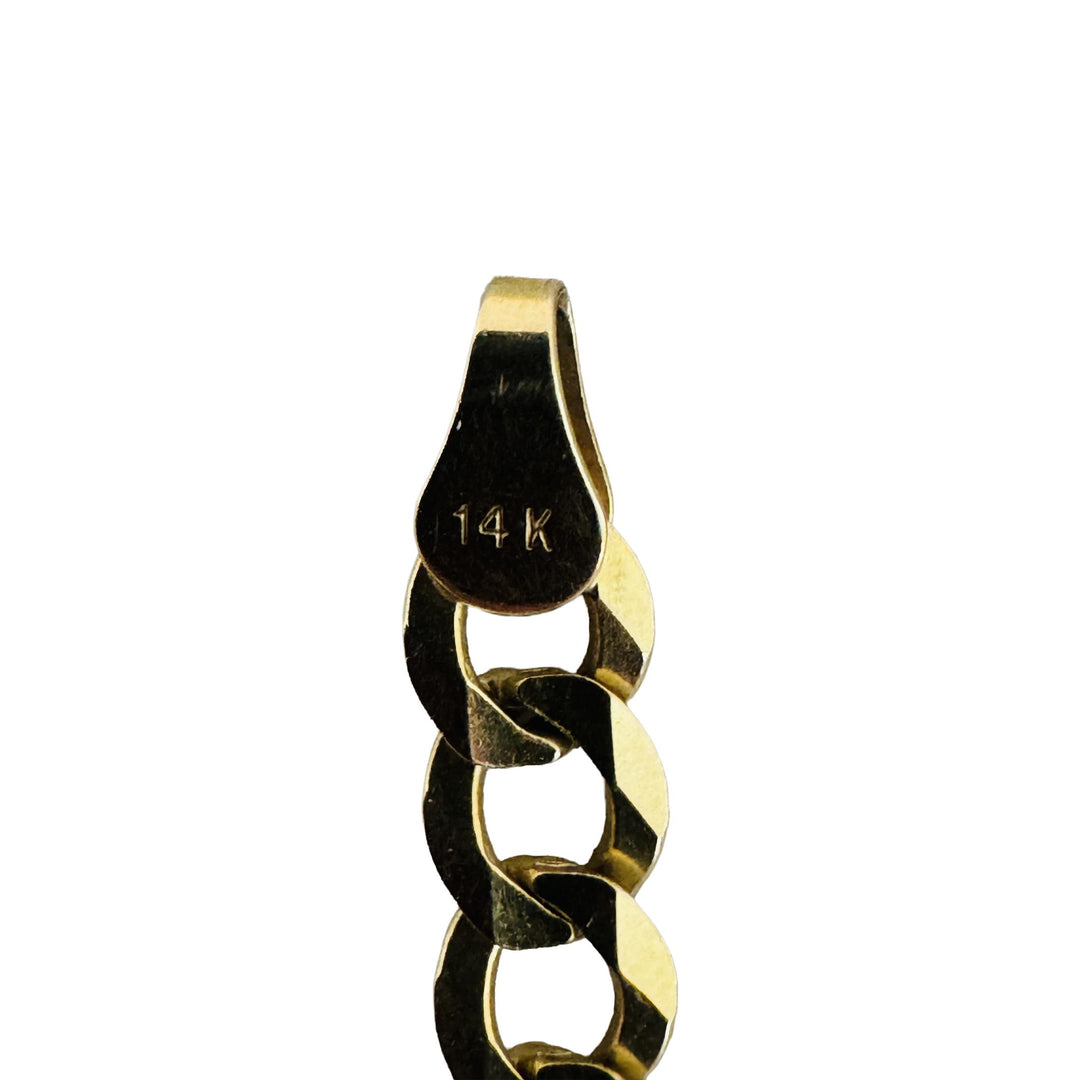 14k Yellow Gold 15.7g Solid Flat 4.5mm Curb Link Chain Necklace 26"