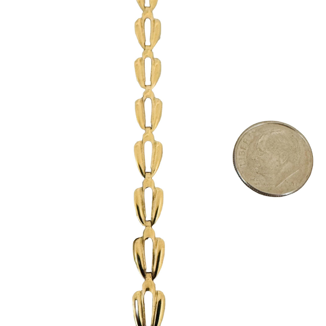 14k Yellow Gold 24.3g Ladies Long 7mm Polished Fancy Link Necklace 30"