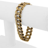 14k Yellow Gold 20.9g Vintage Polished 15mm Double Curb Link Bracelet Italy 7.5"