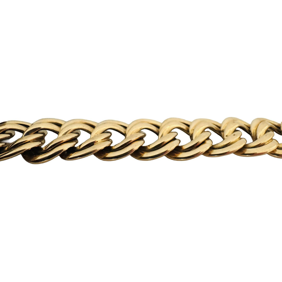 14k Yellow Gold 20.9g Vintage Polished 15mm Double Curb Link Bracelet Italy 7.5"