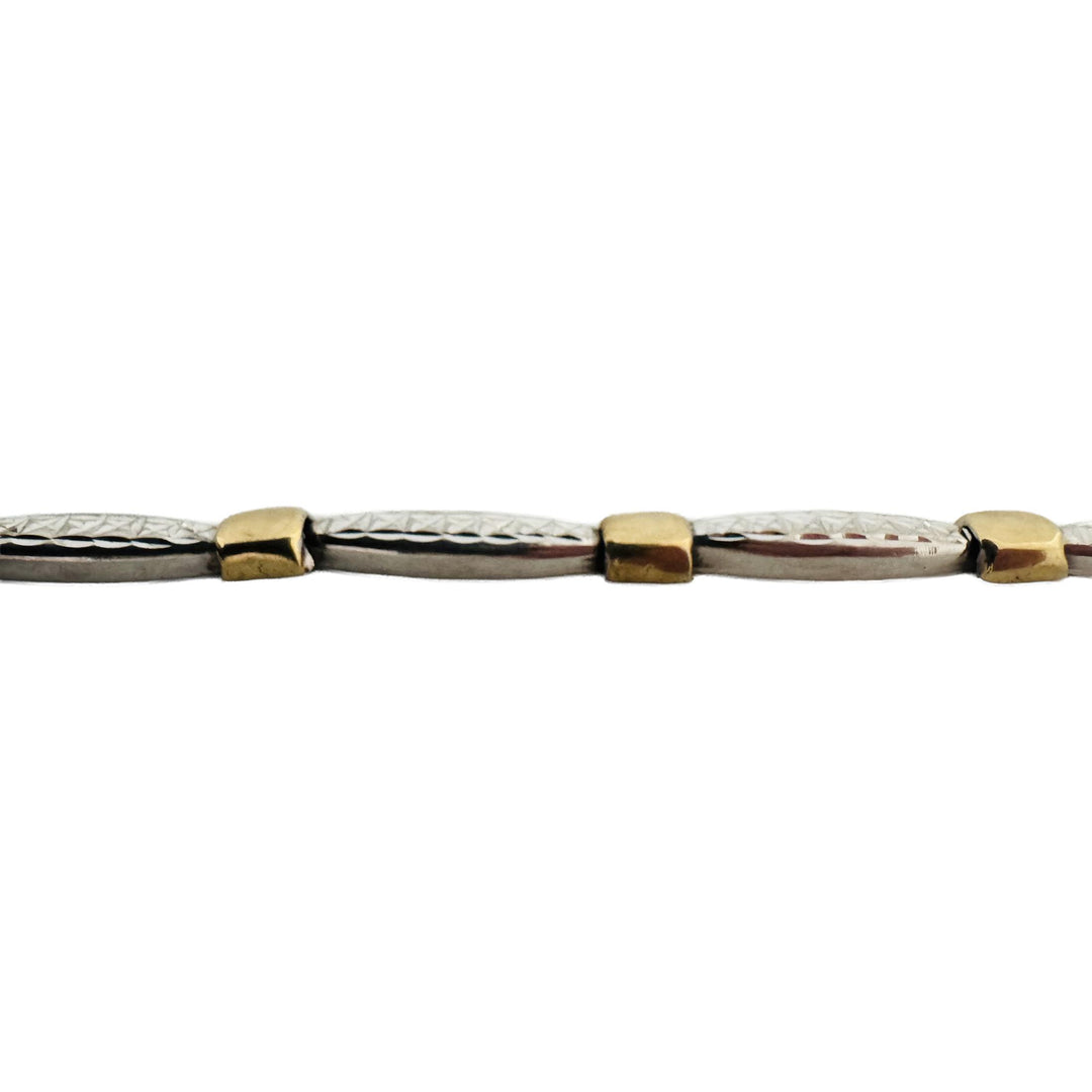 14k Yellow and White Gold 4.4g Ladies Diamond Cut 4mm Fancy Link Bracelet 7.5"