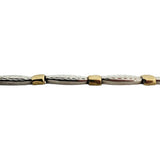 14k Yellow and White Gold 4.4g Ladies Diamond Cut 4mm Fancy Link Bracelet 7.5"