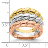 Brand New Triple Shrimp Band Ring in 14k Tri Tone Gold Size 7