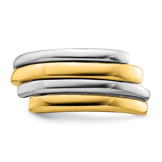 Brand New Polished Crossover Band Ring in Two Tone 14k Gold Size 7