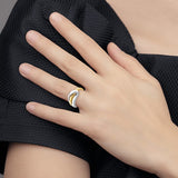 Brand New Polished Folded Design Band Ring in 14k Two-Tone Gold Size 7