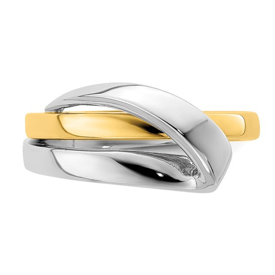 Brand New Polished Folded Design Band Ring in 14k Two-Tone Gold Size 7