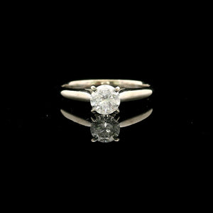 14k White Gold and 0.85ct Natural Diamond Solitaire Ring Size 9