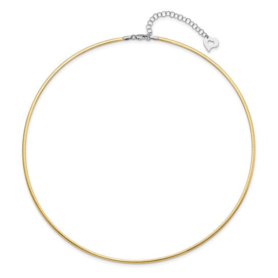 Brand New 14k Two-tone Gold Reversible 2mm Omega Necklace 16