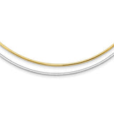 Brand New 14k Two-tone Gold Reversible 2mm Omega Necklace 16"