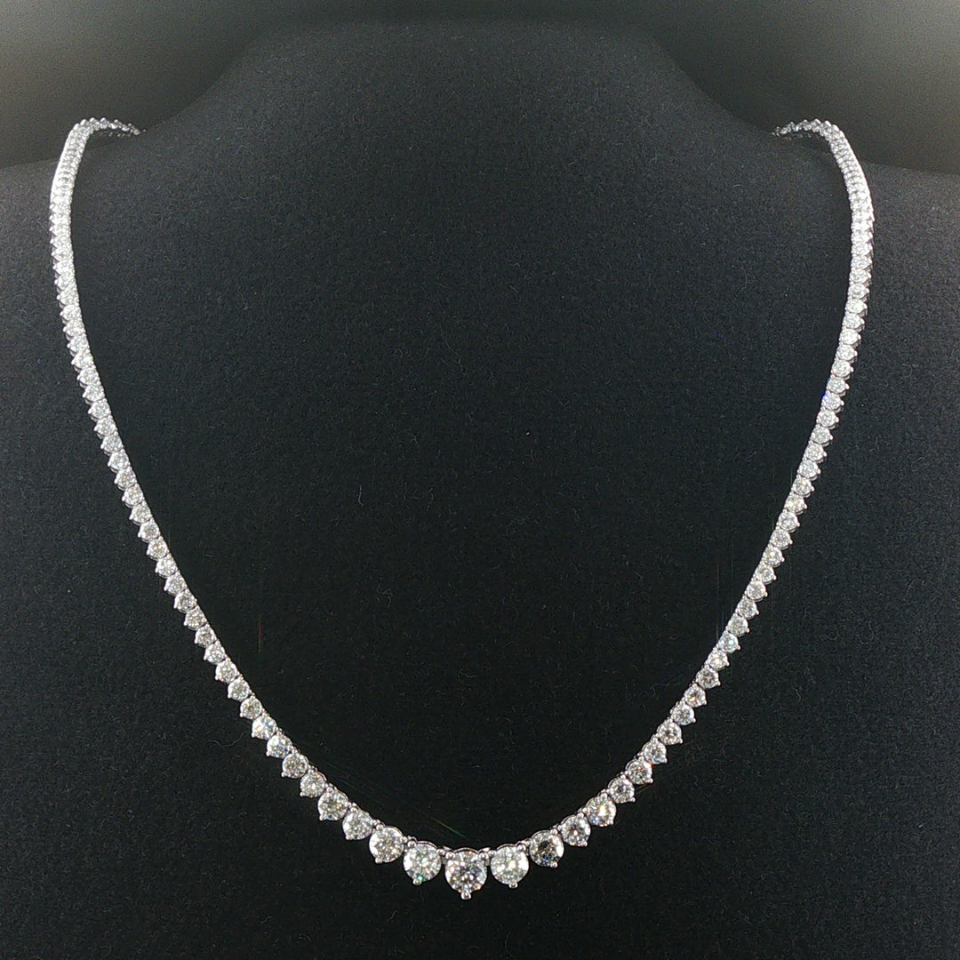 Brand New 9.5cttw Natural Diamond Graduated Riviera Tennis Necklace in 14k