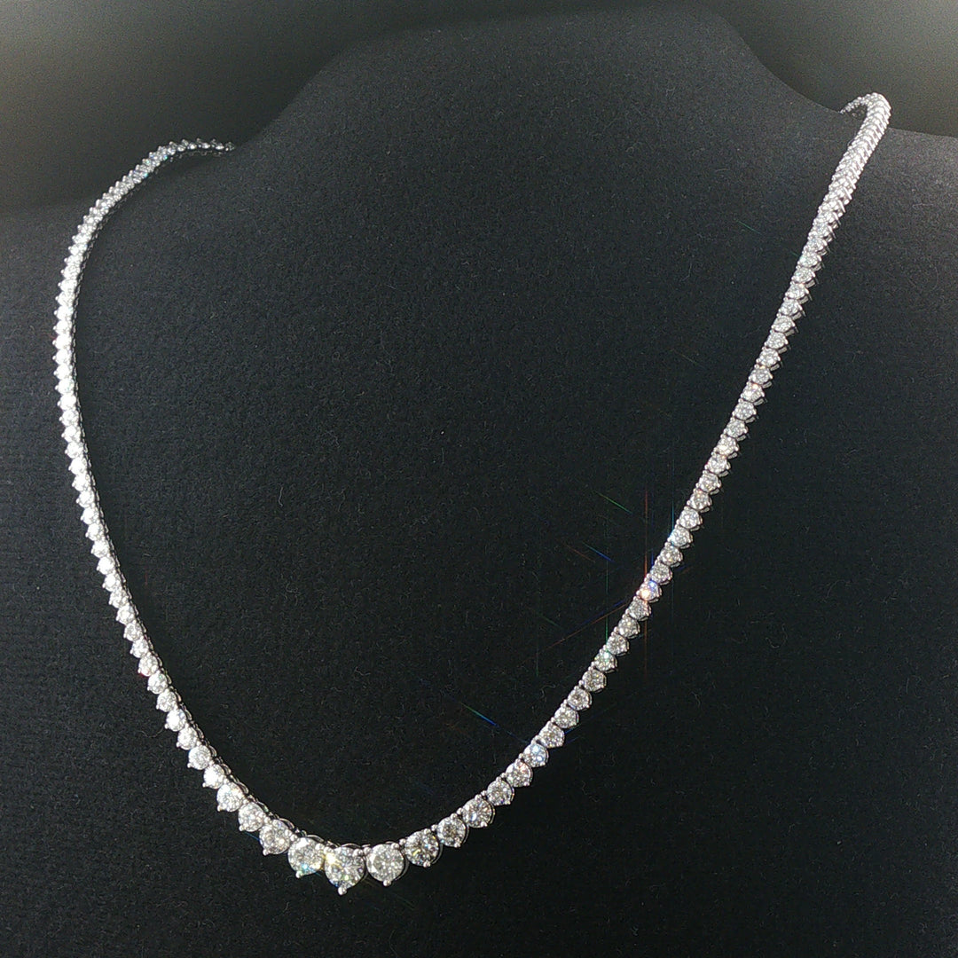 Brand New 9.5cttw Natural Diamond Graduated Riviera Tennis Necklace in 14k