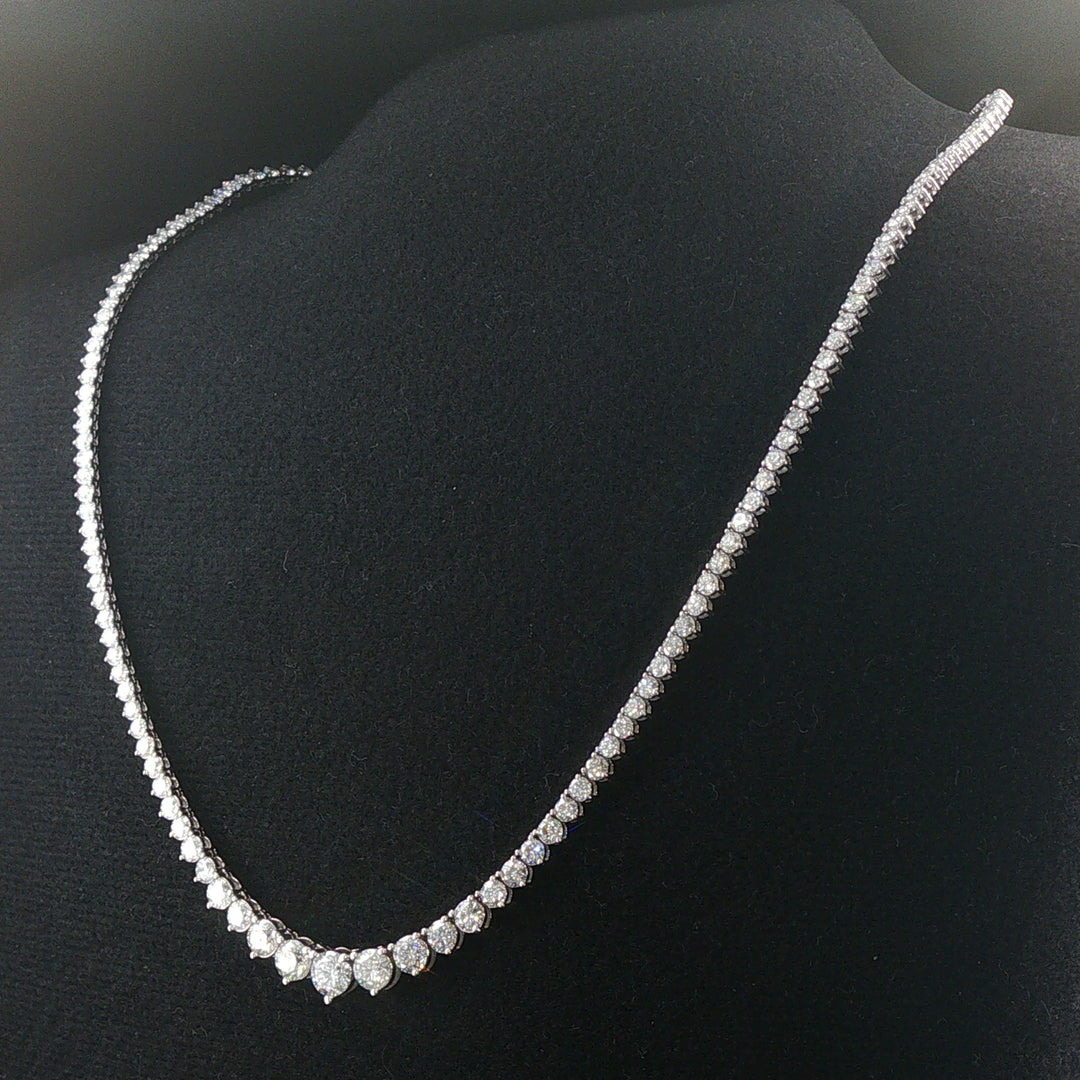 Brand New 9.5cttw Natural Diamond Graduated Riviera Tennis Necklace in 14k