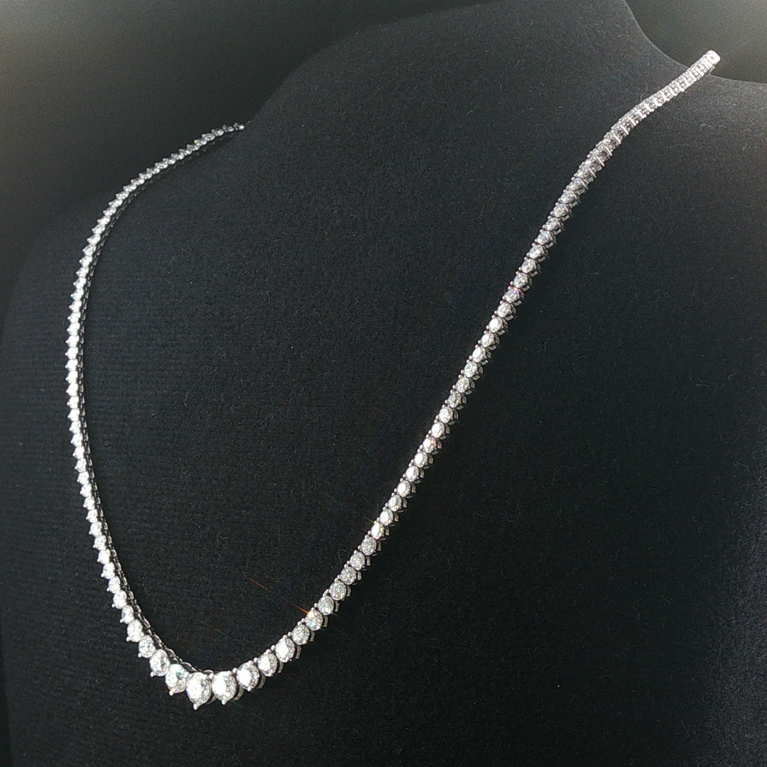 Brand New 9.5cttw Natural Diamond Graduated Riviera Tennis Necklace in 14k