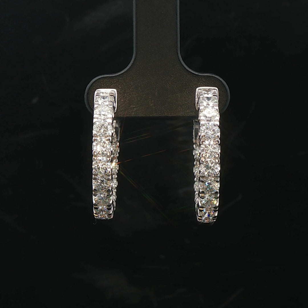 Brand New 3cttw Natural Diamond Chunky Hoop Earrings in 14k White Gold