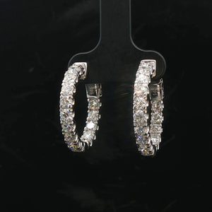 Brand New 3cttw Natural Diamond Chunky Hoop Earrings in 14k White Gold