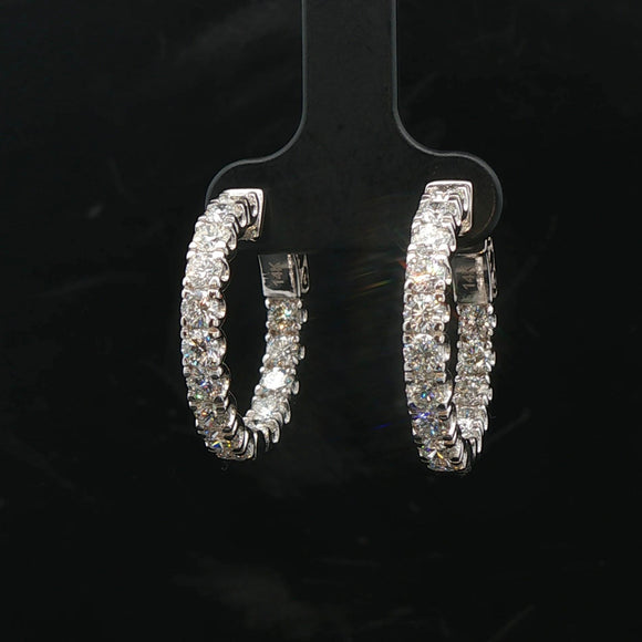 Brand New 3cttw Natural Diamond Chunky Hoop Earrings in 14k White Gold