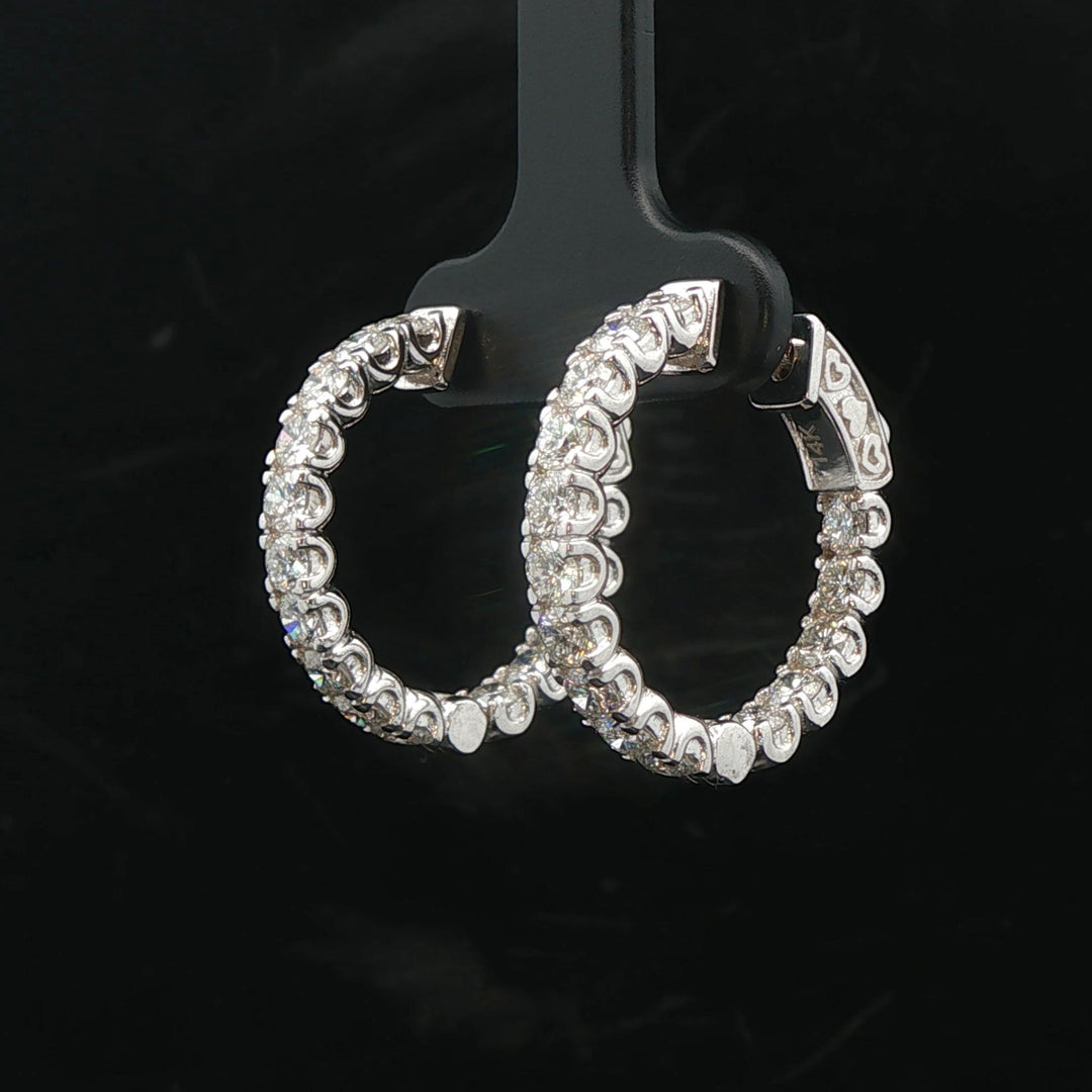 Brand New 3cttw Natural Diamond Chunky Hoop Earrings in 14k White Gold