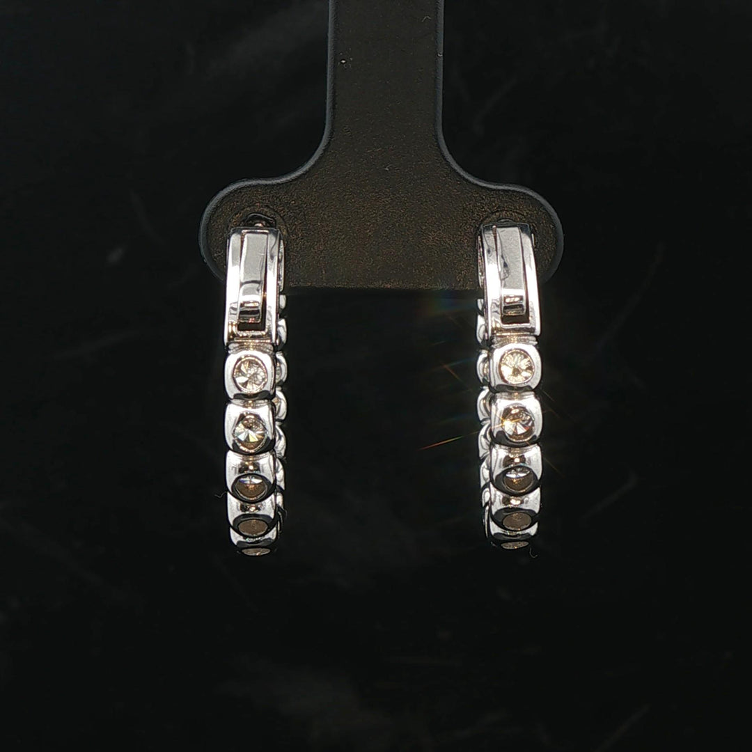 Brand New 3cttw Natural Diamond Chunky Hoop Earrings in 14k White Gold