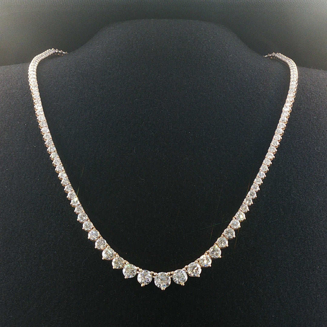 Brand New 6.5cttw Natural Diamond Graduated Riviera Tennis Necklace in 14k