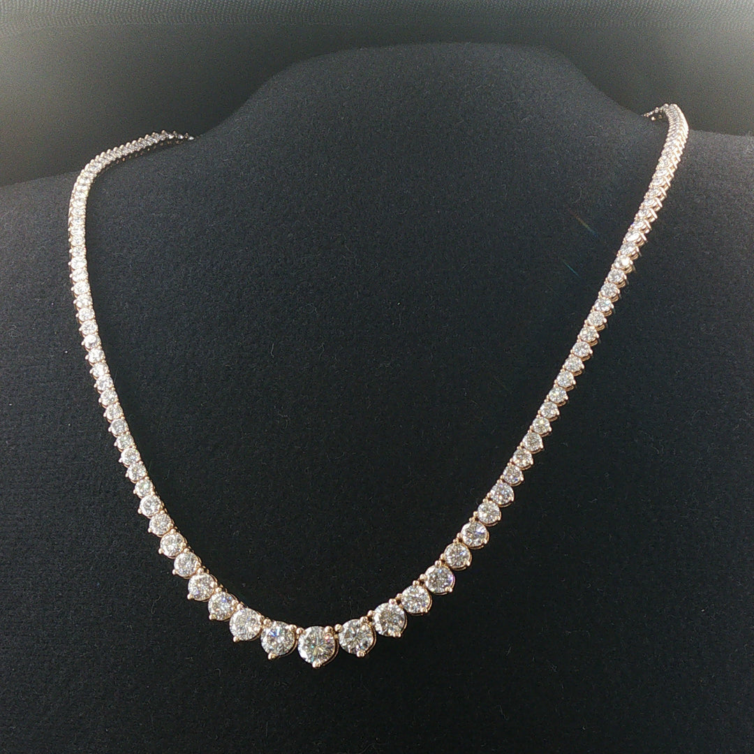 Brand New 6.5cttw Natural Diamond Graduated Riviera Tennis Necklace in 14k