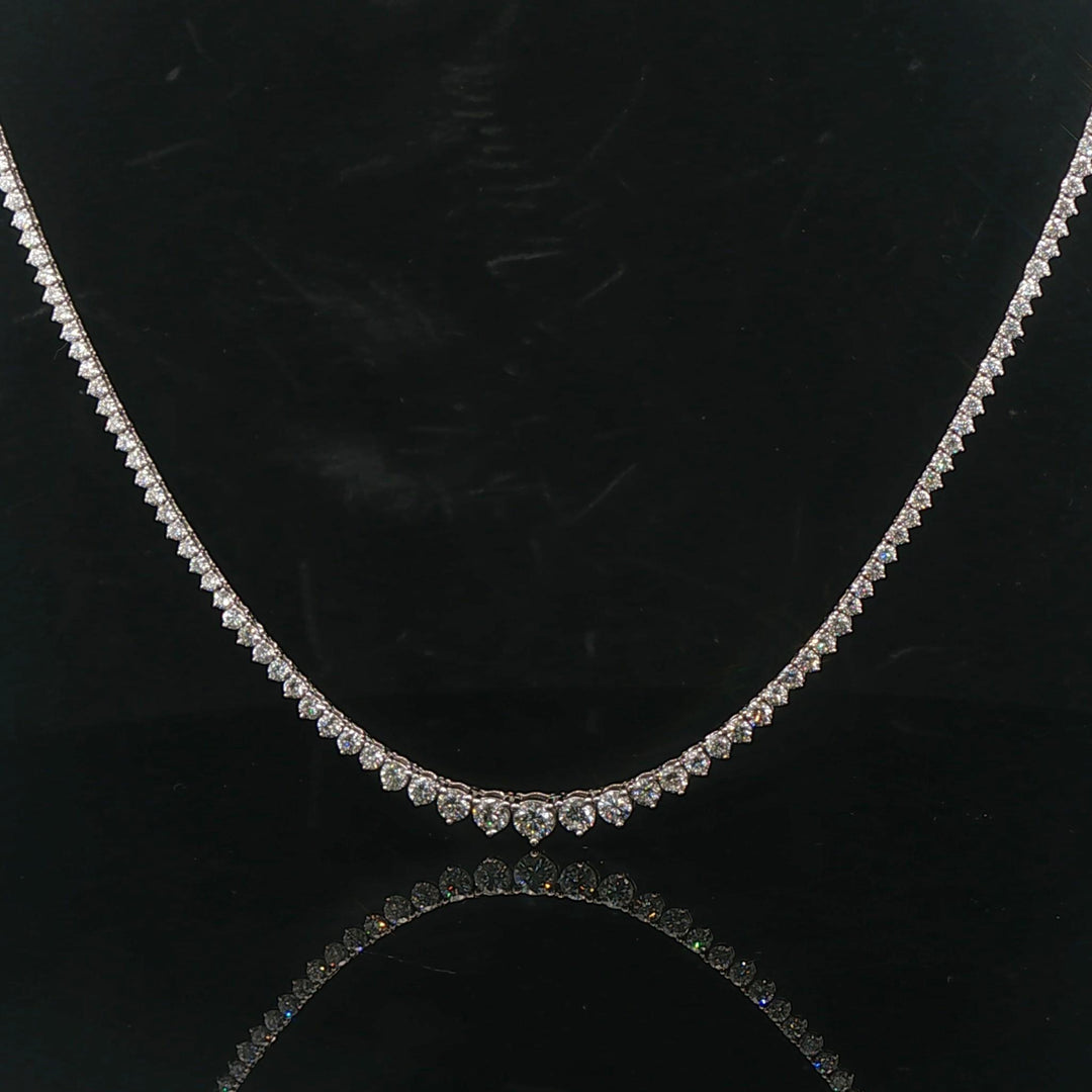 Brand New 12.5cttw Natural Diamond Graduated Riviera Tennis Necklace in 14k