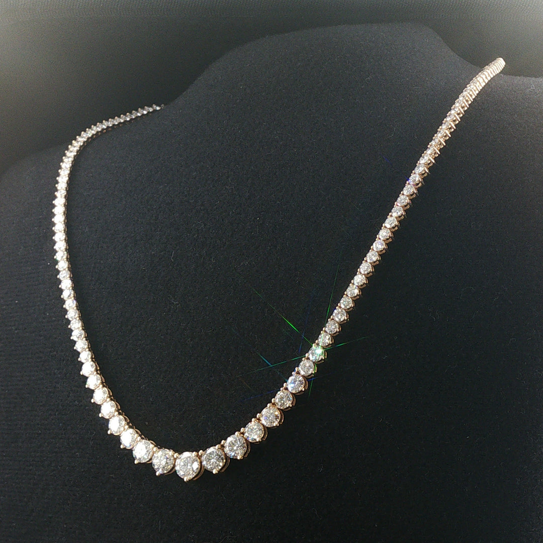 Brand New 6.5cttw Natural Diamond Graduated Riviera Tennis Necklace in 14k