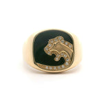 Effy 14k Yellow Gold Black Enamel and Diamond Men's Panther Ring Size 12