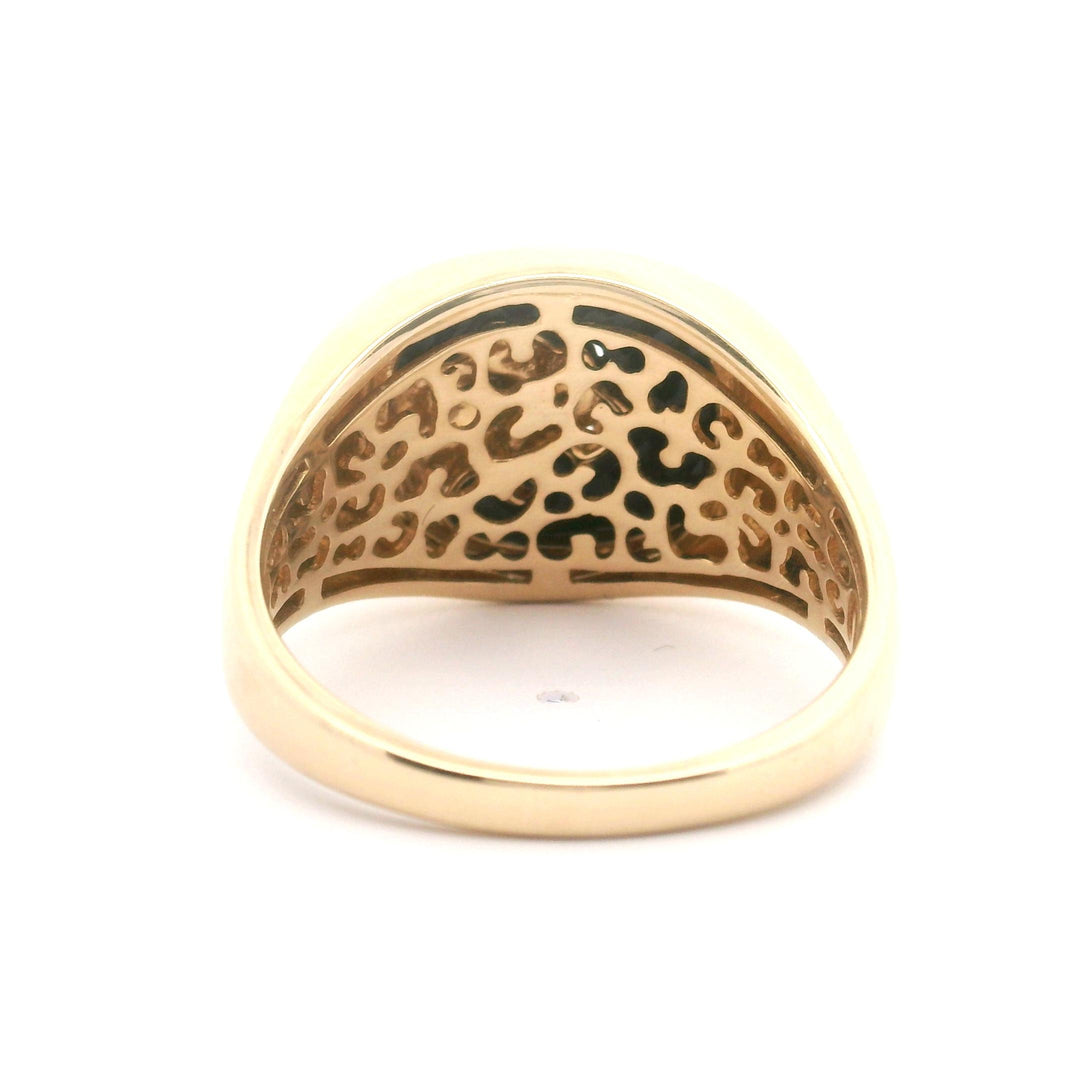 Effy 14k Yellow Gold Black Enamel and Diamond Men's Panther Ring Size 12