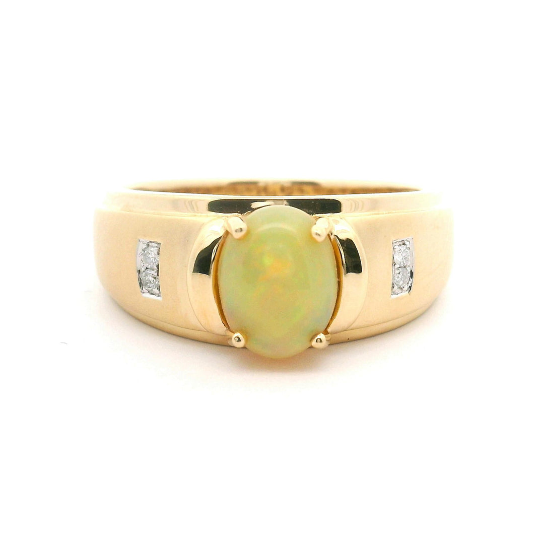 Cirari 14k Yellow Gold Opal and Diamonds Men's Ring Size 11