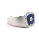 Cirari 14k White Gold Lapis Lazuli and Diamonds Men's Ring Size 11