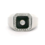 Cirari 14k White Gold Onyx and Diamonds Men's Ring Size 11