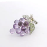 14k White Gold Amethyst Peridot and Diamond Bunch of Grapes Brooch Pin