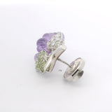 14k White Gold Amethyst Peridot and Diamond Bunch of Grapes Brooch Pin