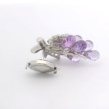 14k White Gold Amethyst Peridot and Diamond Bunch of Grapes Brooch Pin