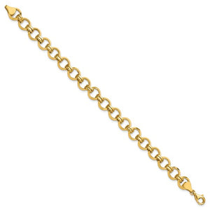 Brand New 14k Yellow Gold 9.5mm Polished Circle Link Bracelet 7.5"