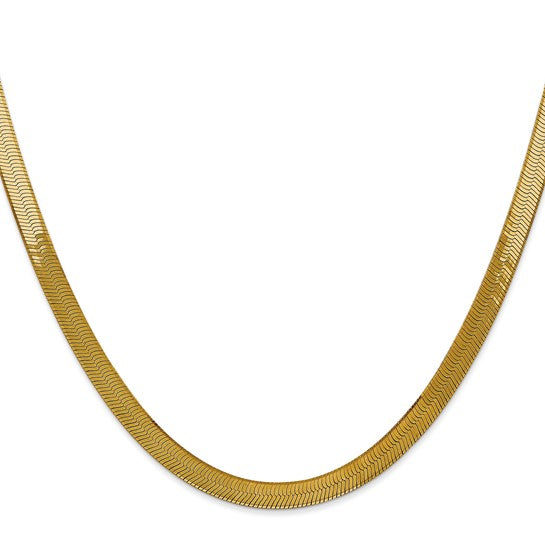 Brand New 14k Yellow Gold Silky 5mm Herringbone Link Chain Necklace 18