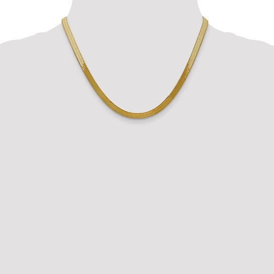 Brand New 14k Yellow Gold Silky 5mm Herringbone Link Chain Necklace 18"