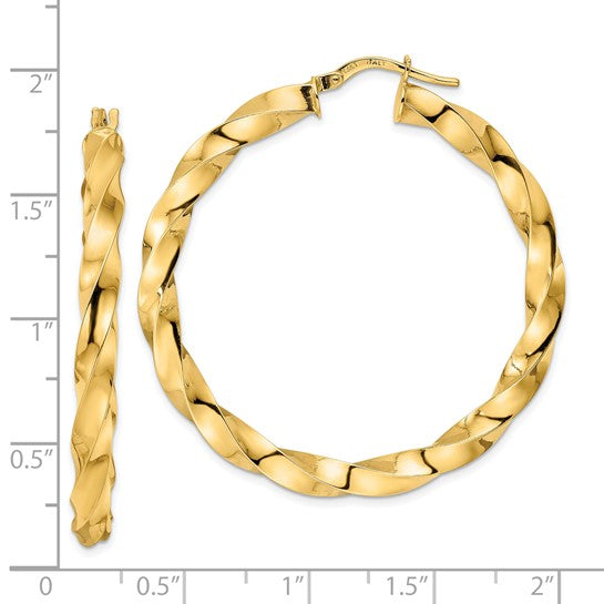 Brand New 14k Yellow Gold Polished Twisted Hoop Earrings