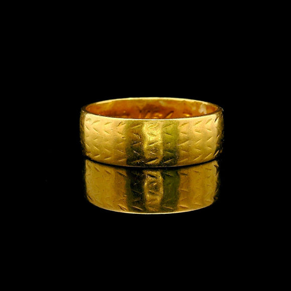 22k Yellow Gold 4.8g Vintage Textured 6mm Band Ring Size 6